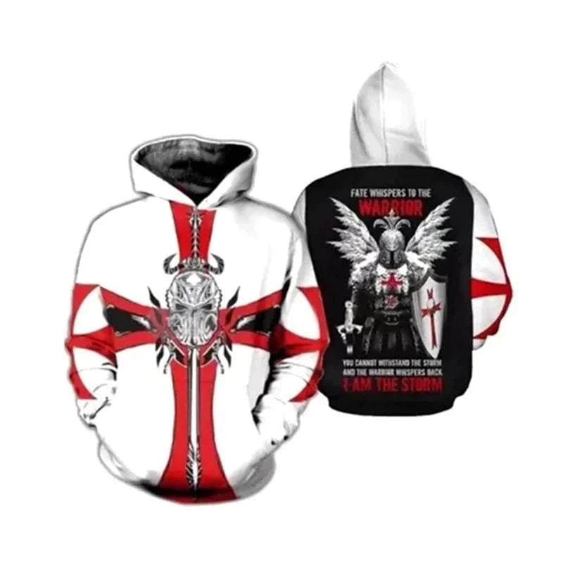 GarbPlanet Knight Templar Mens Hoodie Sweatshirt 3d Printed Men Women Casual Hooded Sweatshirts Pullover Hip Hop Harajuku Streetwear Tops