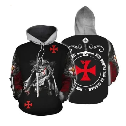 GarbPlanet Knight Templar Mens Hoodie Sweatshirt 3d Printed Men Women Casual Hooded Sweatshirts Pullover Hip Hop Harajuku Streetwear Tops