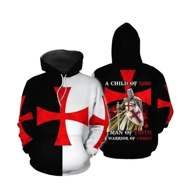 GarbPlanet Knight Templar Mens Hoodie Sweatshirt 3d Printed Men Women Casual Hooded Sweatshirts Pullover Hip Hop Harajuku Streetwear Tops