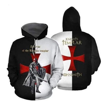 GarbPlanet Knight Templar Mens Hoodie Sweatshirt 3d Printed Men Women Casual Hooded Sweatshirts Pullover Hip Hop Harajuku Streetwear Tops