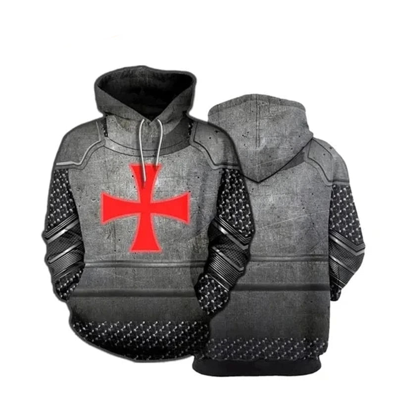 GarbPlanet Knight Templar Mens Hoodie Sweatshirt 3d Printed Men Women Casual Hooded Sweatshirts Pullover Hip Hop Harajuku Streetwear Tops