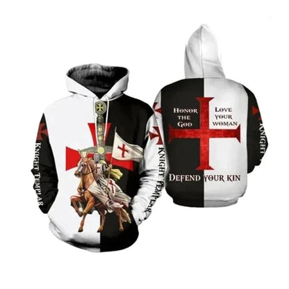 GarbPlanet Knight Templar Mens Hoodie Sweatshirt 3d Printed Men Women Casual Hooded Sweatshirts Pullover Hip Hop Harajuku Streetwear Tops