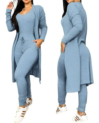 GarbPlanet Light Blue / S Women’s 2-Piece Jumpsuit Set