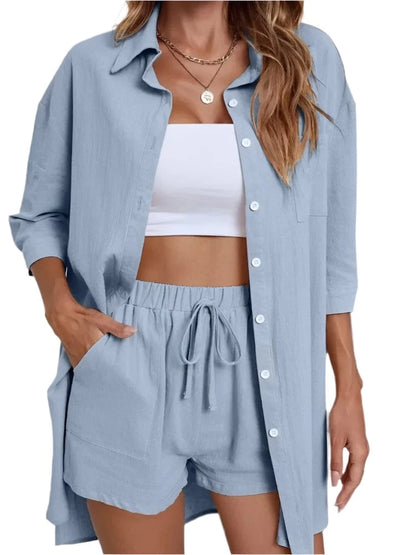 GarbPlanet Light  Blue / S Women's Casual 2 Piece Set