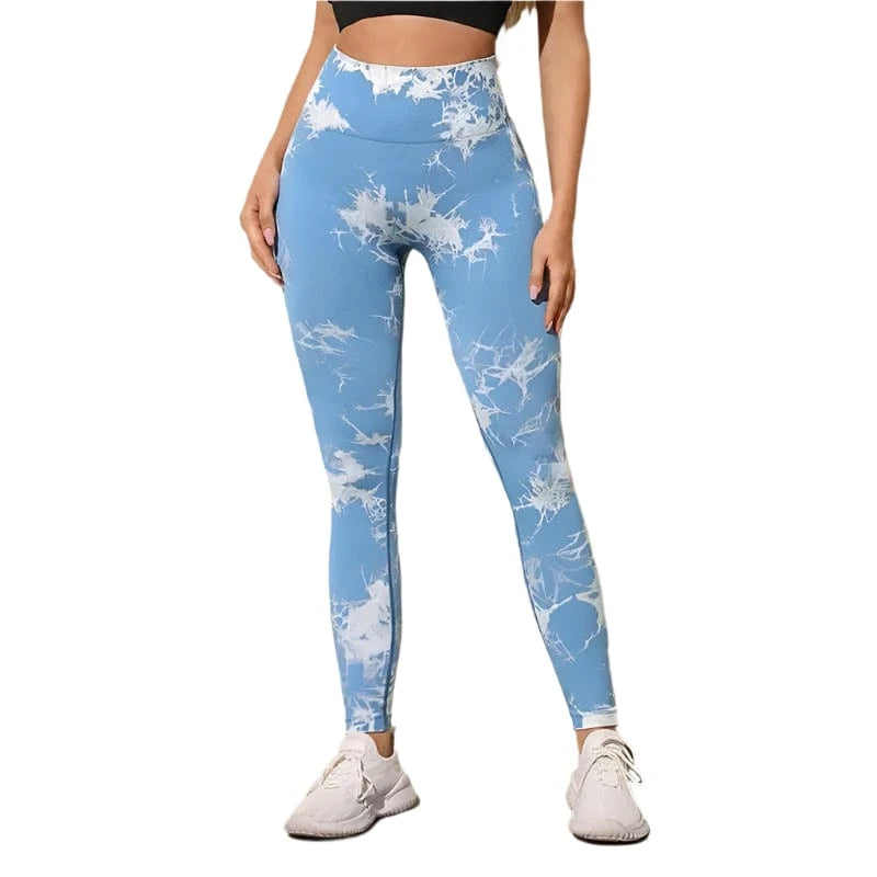 GarbPlanet Light/Blue / S Women's Exercise High Waist Leggings