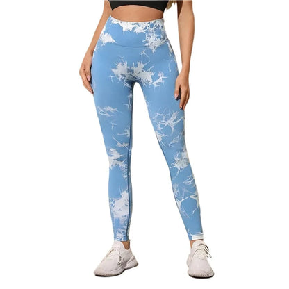 GarbPlanet Light/Blue / S Women's Exercise High Waist Leggings