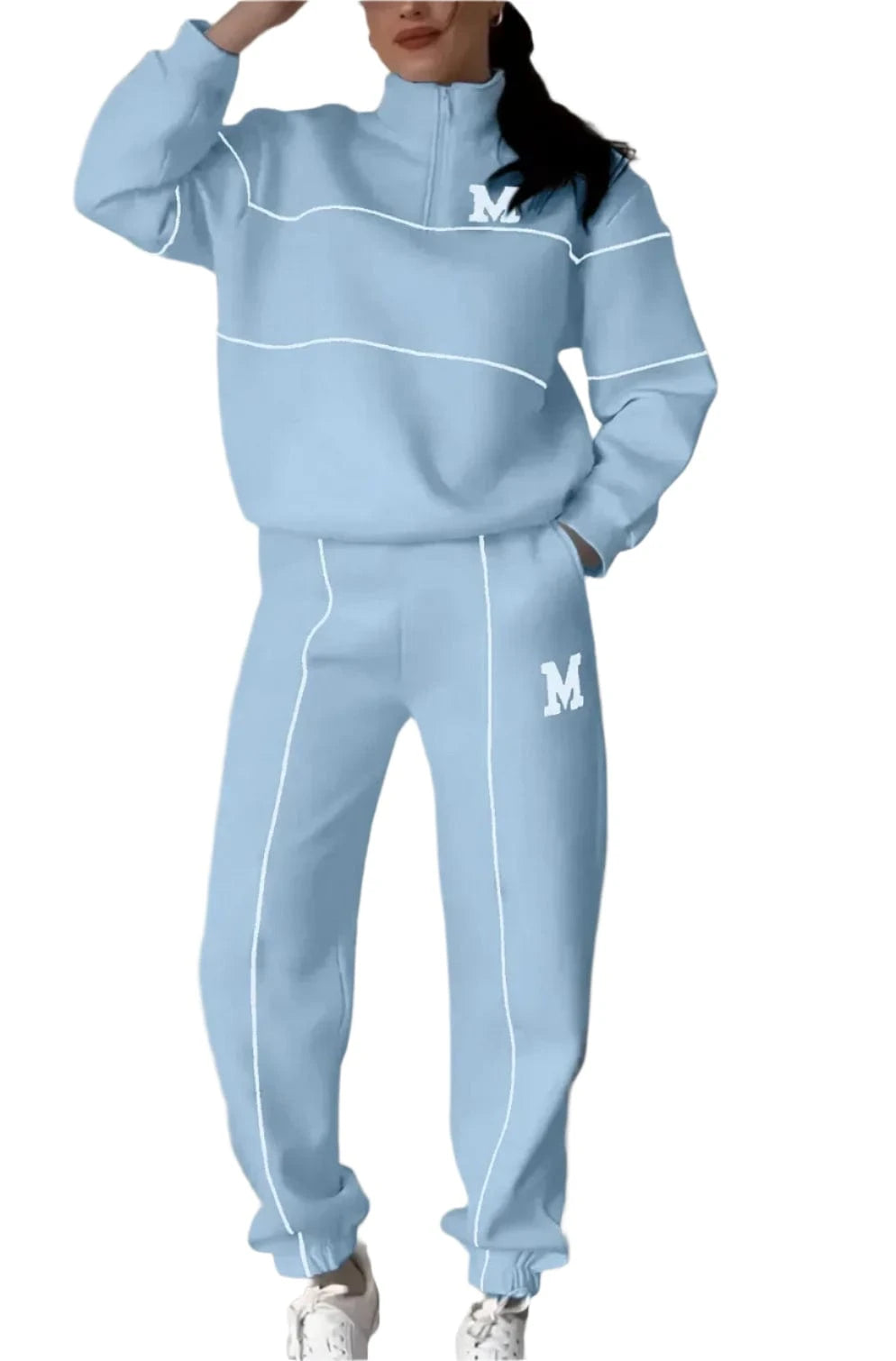 GarbPlanet Light Blue / S Women’s Two Piece Casual Jogging Set