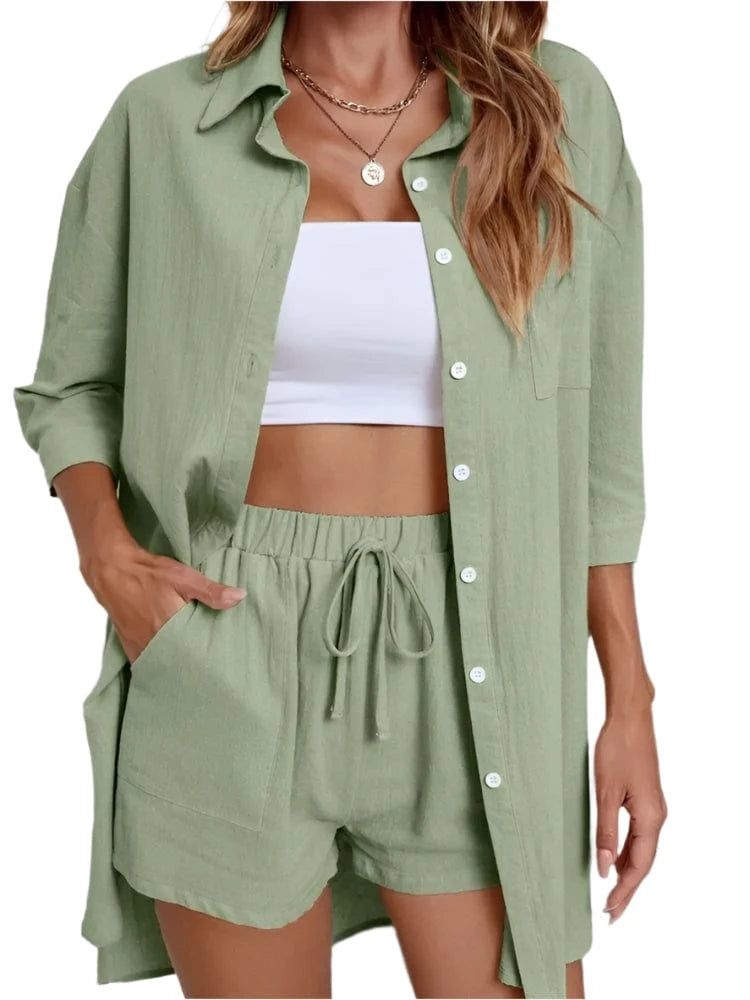 GarbPlanet Light Green / S Women's Casual 2 Piece Set