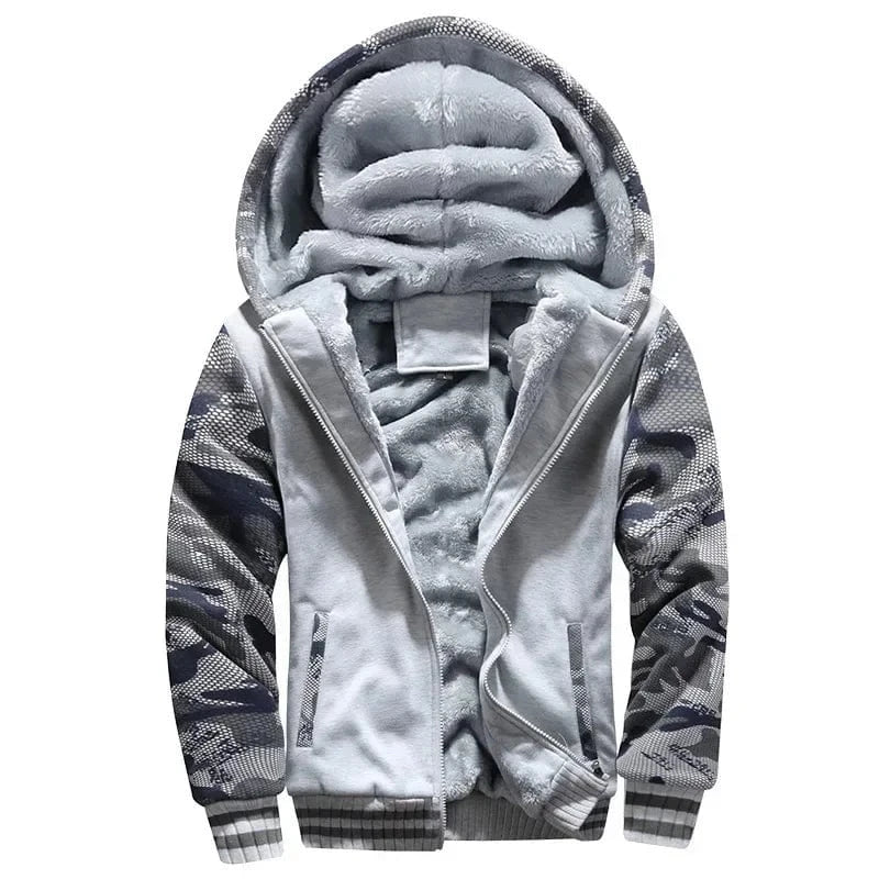 GarbPlanet Light Grey / S Men's Fleece Lining Hoodie Jacket