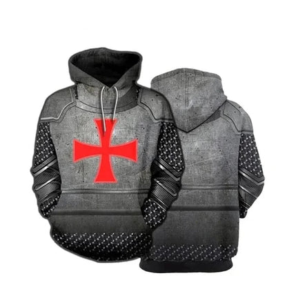 GarbPlanet LMXQH20241759B / L Knight Templar Mens Hoodie Sweatshirt 3d Printed Men Women Casual Hooded Sweatshirts Pullover Hip Hop Harajuku Streetwear Tops