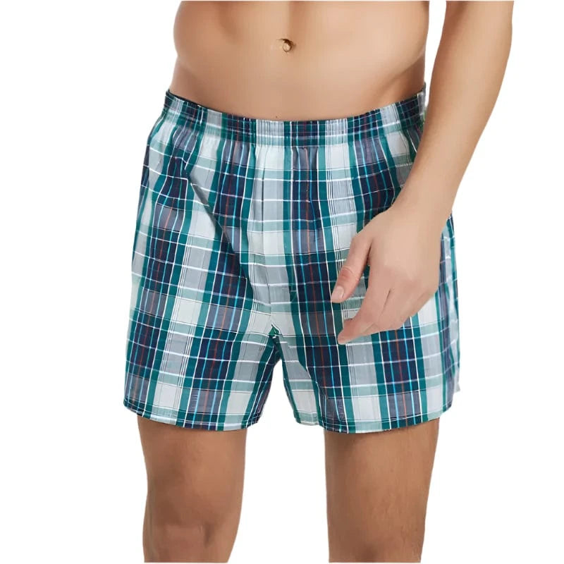 GarbPlanet Men's 3 Pack Plaid Cotton Boxershorts