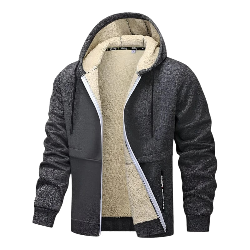 GarbPlanet Men's Fleece Lined Zip-Up Hoodie