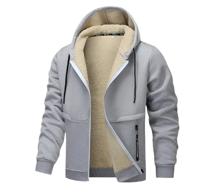 GarbPlanet Men's Fleece Lined Zip-Up Hoodie