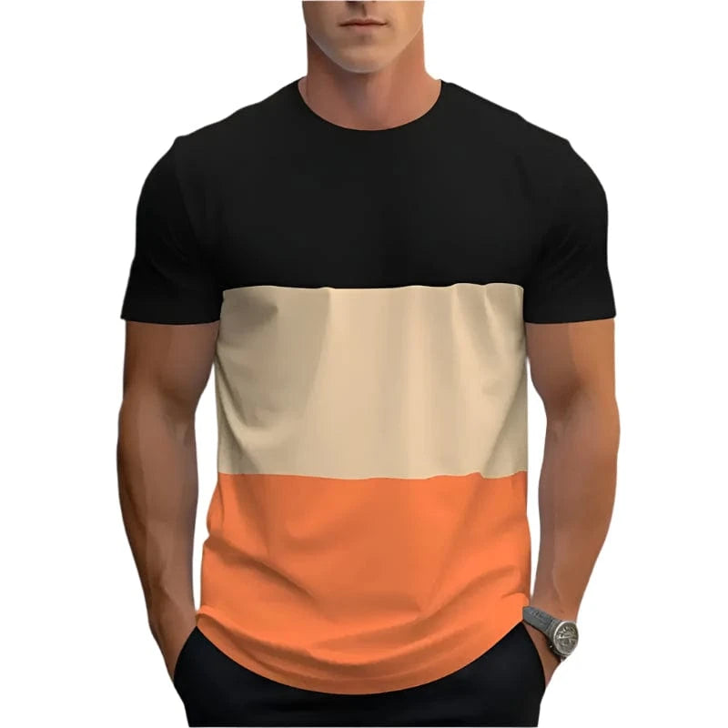 GarbPlanet Men's Round Neck Colour Block T-Shirt