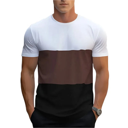 GarbPlanet Men's Round Neck Colour Block T-Shirt