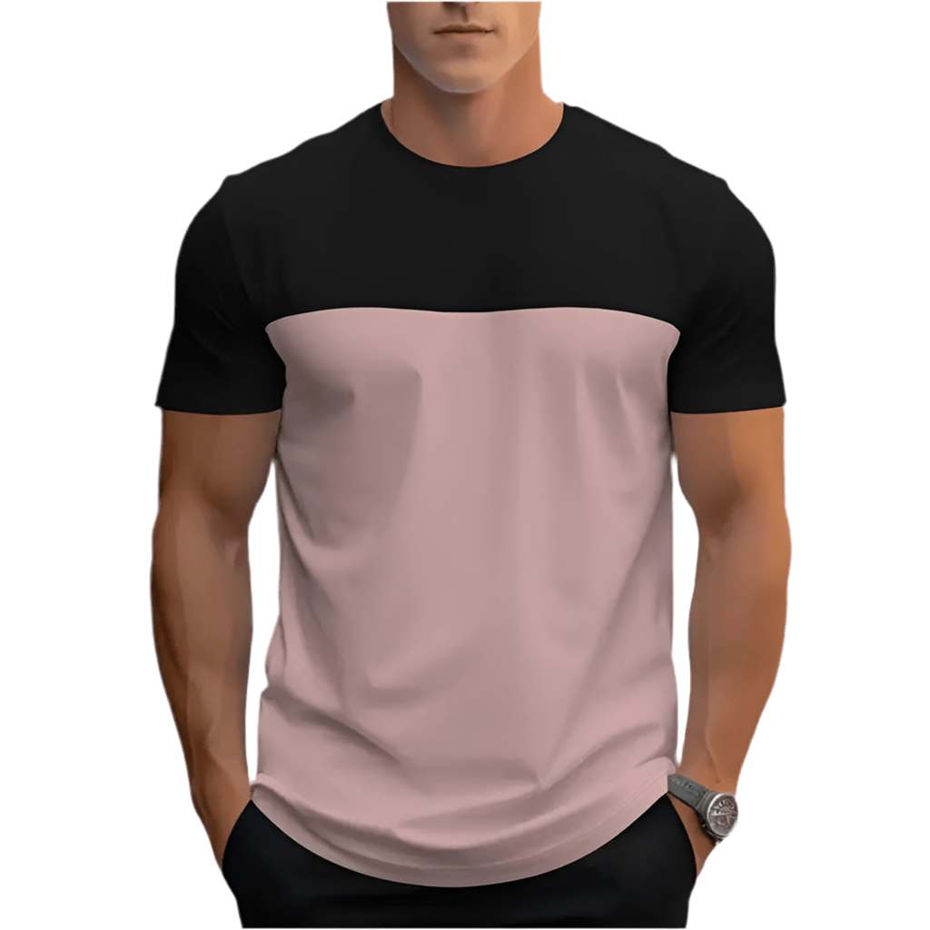 GarbPlanet Men's Round Neck Colour Block T-Shirt