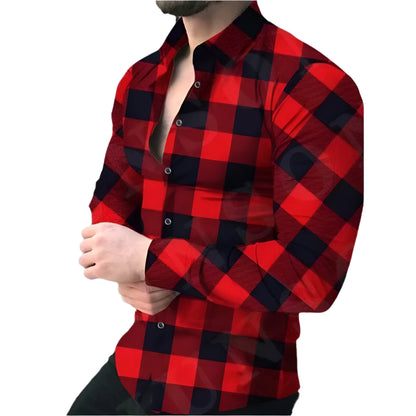 GarbPlanet Men's Shirt Top Plaid Stripe Color Red Yellow 2023 New Best Selling Fashion Casual Simple Spring Summer 6XL