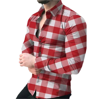 GarbPlanet Men's Shirt Top Plaid Stripe Color Red Yellow 2023 New Best Selling Fashion Casual Simple Spring Summer 6XL