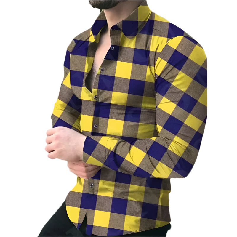 GarbPlanet Men's Shirt Top Plaid Stripe Color Red Yellow 2023 New Best Selling Fashion Casual Simple Spring Summer 6XL