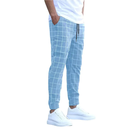 GarbPlanet Men’s Sports Casual Grid Bottoms