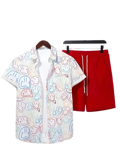 GarbPlanet Men's Stylish Hawaiian Shirt And Shorts Set