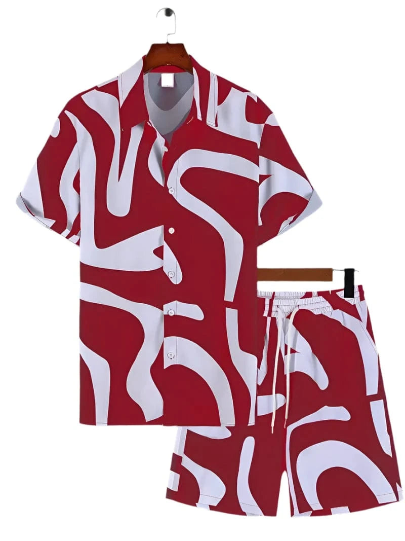 GarbPlanet Men's Stylish Hawaiian Shirt And Shorts Set