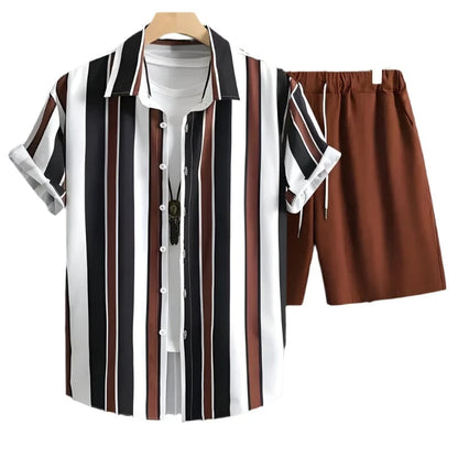 GarbPlanet Men's Summer Casual Shirt And Shorts Set