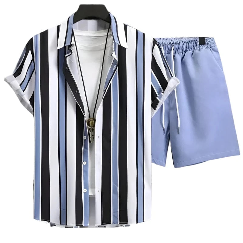 GarbPlanet Men's Summer Casual Shirt And Shorts Set