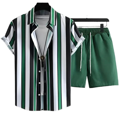 GarbPlanet Men's Summer Casual Shirt And Shorts Set