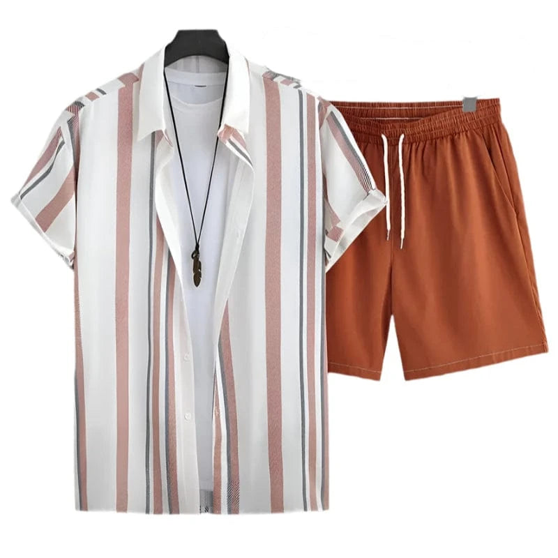 GarbPlanet Men's Summer Casual Shirt And Shorts Set