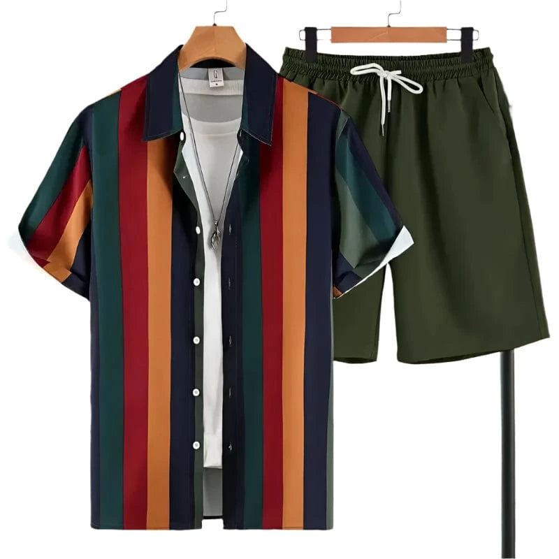 GarbPlanet Men's Summer Casual Shirt And Shorts Set