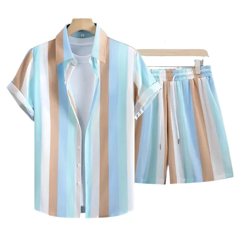 GarbPlanet Men's Summer Casual Shirt And Shorts Set