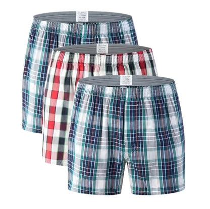 GarbPlanet Mixed / M Men's 3 Pack Plaid Cotton Boxershorts