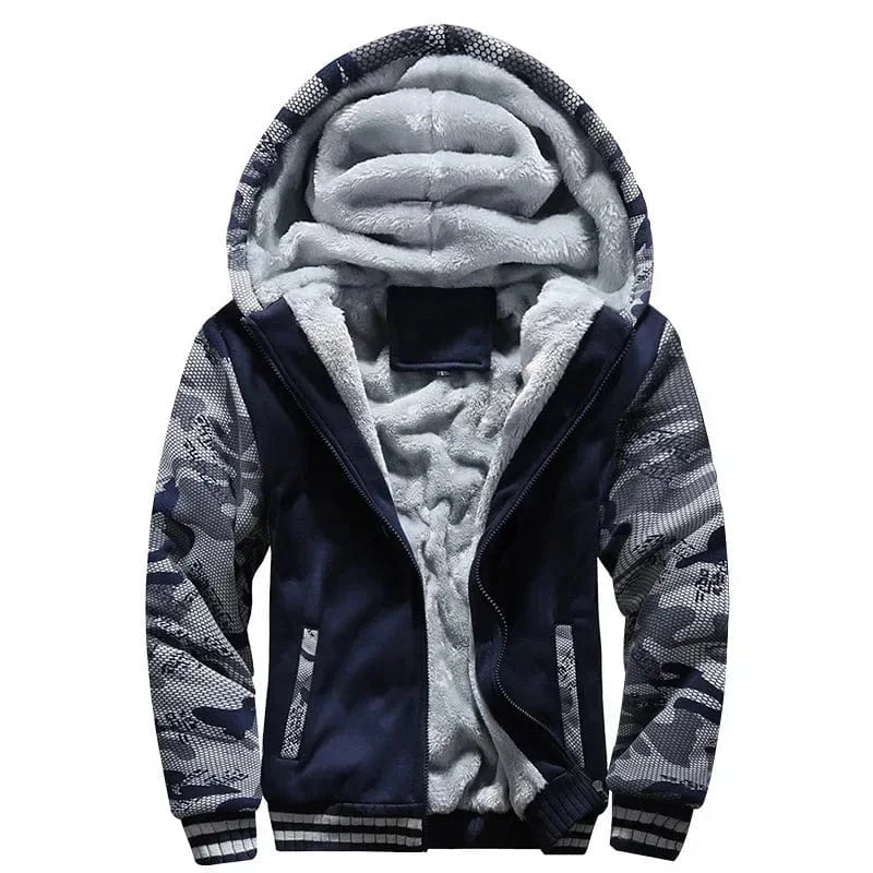 GarbPlanet Navy Blue / S Men's Fleece Lining Hoodie Jacket