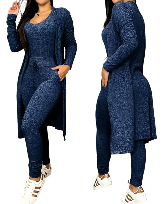 GarbPlanet Navy / S Women’s 2-Piece Jumpsuit Set