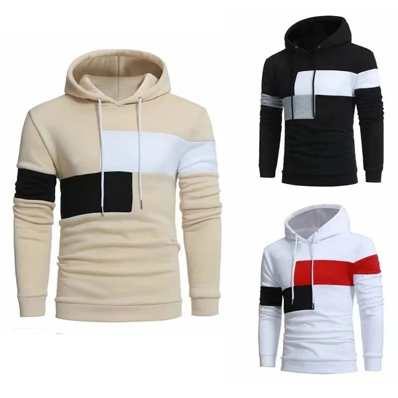 GarbPlanet New autumn and winter men's fashionable color blocking hoodie men's color blocking hoodie