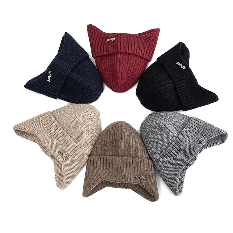 GarbPlanet New Unisex Winter Hat Fashion Plain Knitted Hats For Men & Women Ski Beanie Hat Sports Earflap Cap