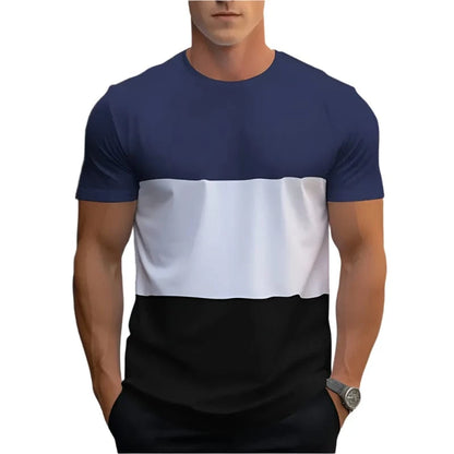 GarbPlanet NINE / XS Men's Round Neck Colour Block T-Shirt