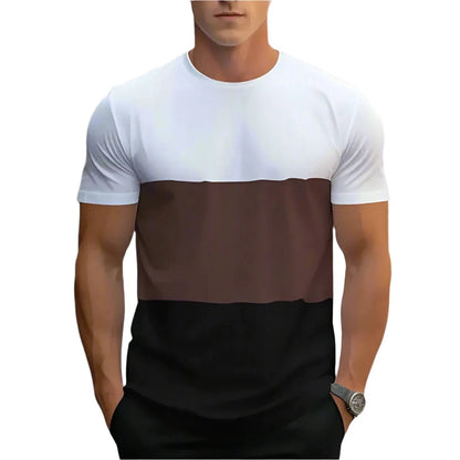 GarbPlanet ONE / XS Men's Round Neck Colour Block T-Shirt