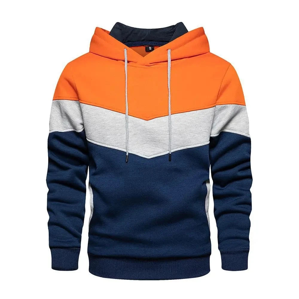 GarbPlanet Orange/Grey/NavyBlue / S Men's Sportswear Fleece Hoodie