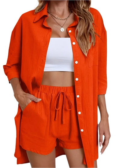 GarbPlanet Orange / S Women's Casual 2 Piece Set