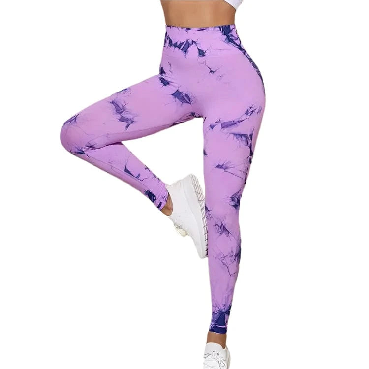 GarbPlanet Pink/Purple / S Women's Exercise High Waist Leggings