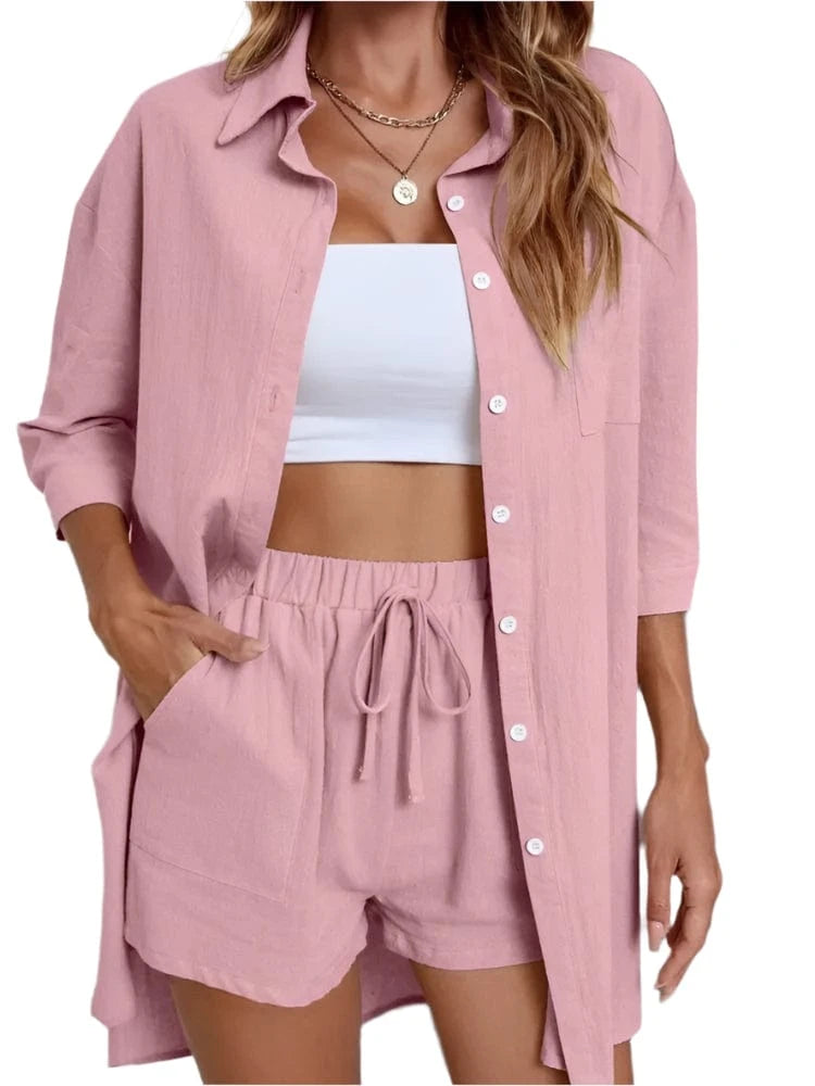 GarbPlanet Pink / S Women's Casual 2 Piece Set