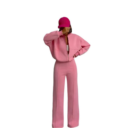 GarbPlanet Pink / S Women's Two-Piece Casual Wear Set