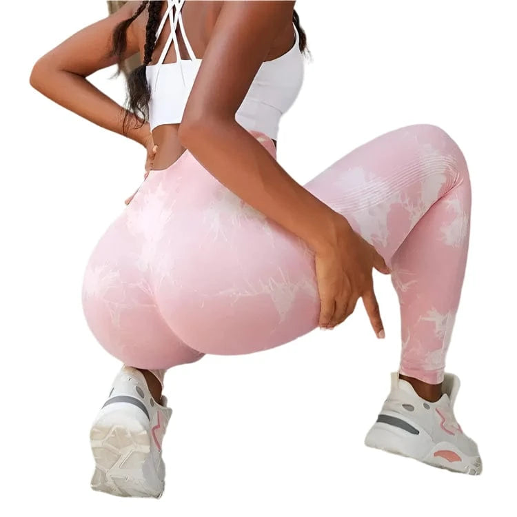 GarbPlanet Pink/White / S Women's Exercise High Waist Leggings