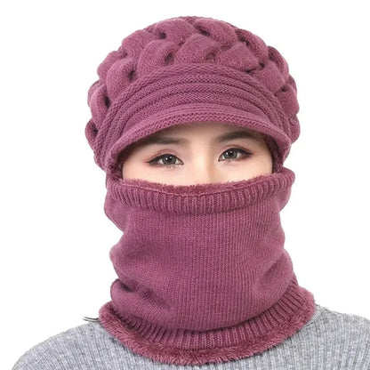 GarbPlanet Pink Winter Beanie And Neck Warmer Set