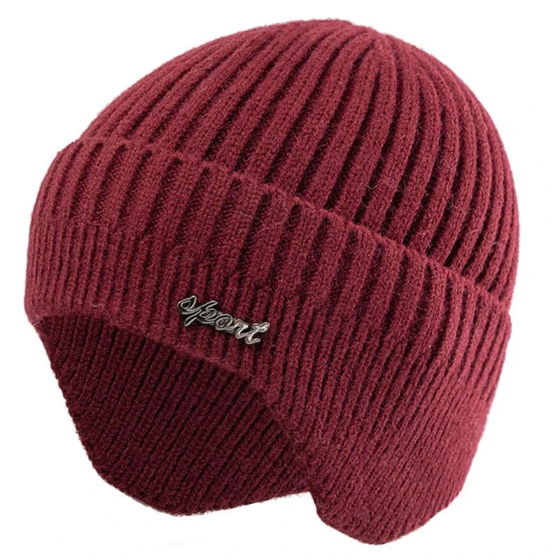 GarbPlanet Red / 55cm-60cm New Unisex Winter Hat Fashion Plain Knitted Hats For Men & Women Ski Beanie Hat Sports Earflap Cap