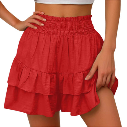 GarbPlanet Red / S Women's Ruffles Mini Skirt