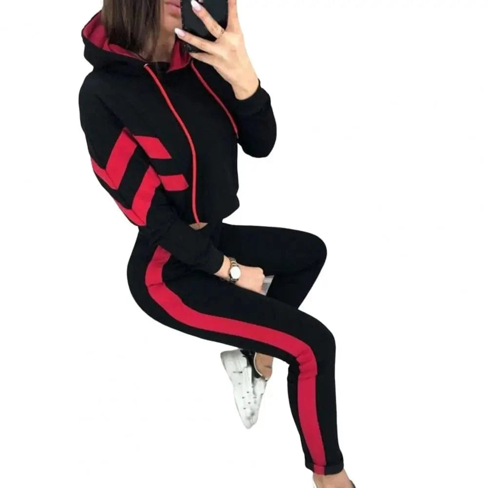 GarbPlanet Red / S Women's Tracksuit/Casual Sportswear Set