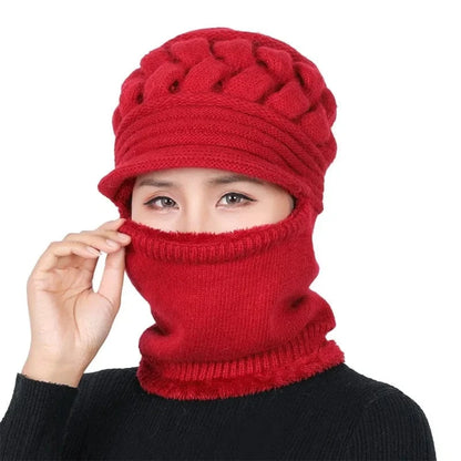 GarbPlanet Red Winter Beanie And Neck Warmer Set